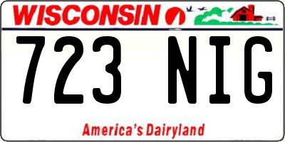 WI license plate 723NIG