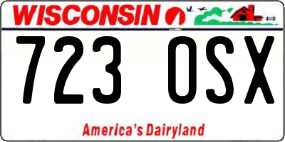 WI license plate 723OSX