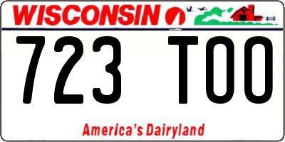 WI license plate 723TOO