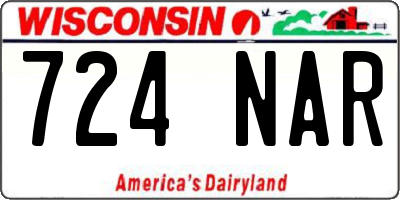 WI license plate 724NAR