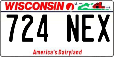 WI license plate 724NEX