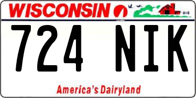 WI license plate 724NIK