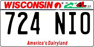 WI license plate 724NIO