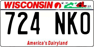 WI license plate 724NKO