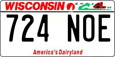 WI license plate 724NOE