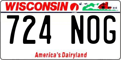 WI license plate 724NOG