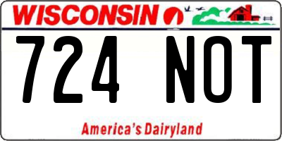 WI license plate 724NOT