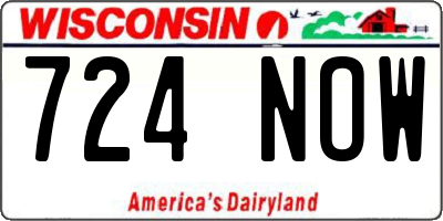 WI license plate 724NOW