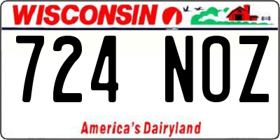 WI license plate 724NOZ