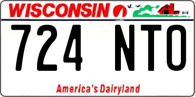 WI license plate 724NTO