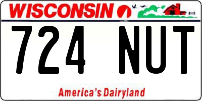 WI license plate 724NUT