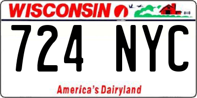 WI license plate 724NYC