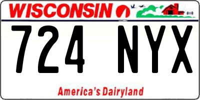 WI license plate 724NYX