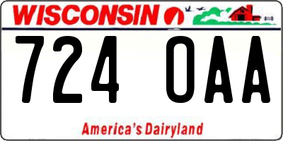 WI license plate 724OAA