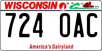 WI license plate 724OAC