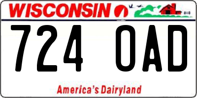 WI license plate 724OAD