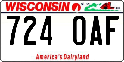 WI license plate 724OAF