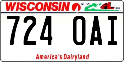 WI license plate 724OAI