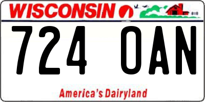 WI license plate 724OAN