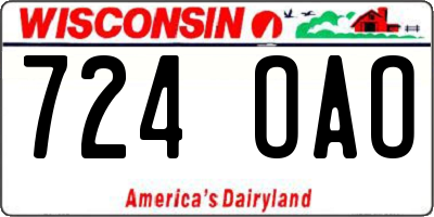 WI license plate 724OAO