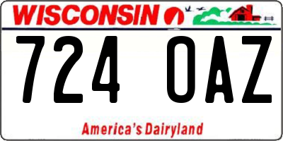 WI license plate 724OAZ