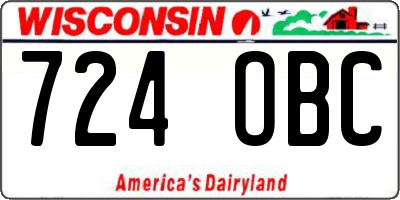 WI license plate 724OBC