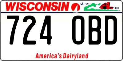 WI license plate 724OBD