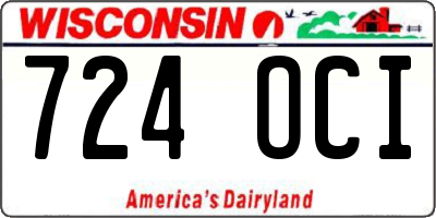 WI license plate 724OCI