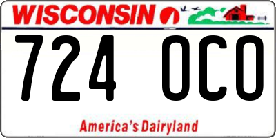 WI license plate 724OCO