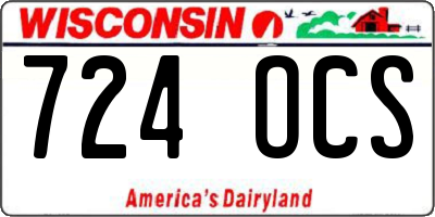 WI license plate 724OCS