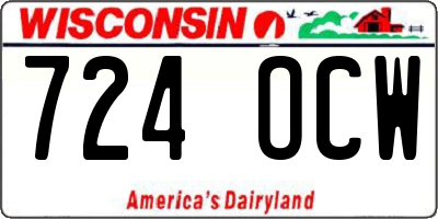 WI license plate 724OCW