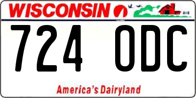 WI license plate 724ODC