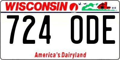 WI license plate 724ODE
