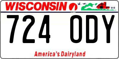 WI license plate 724ODY