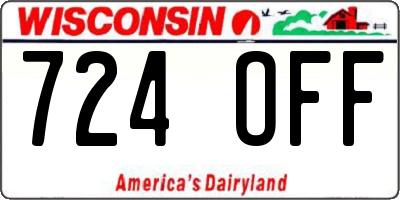 WI license plate 724OFF