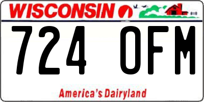 WI license plate 724OFM