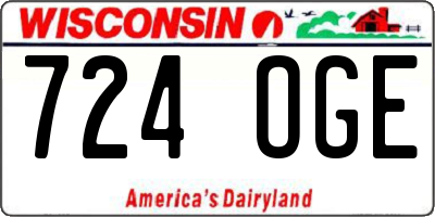 WI license plate 724OGE