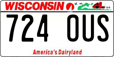 WI license plate 724OUS