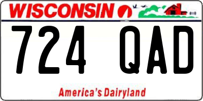 WI license plate 724QAD