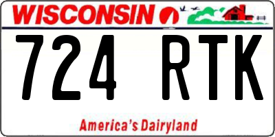 WI license plate 724RTK