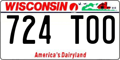 WI license plate 724TOO