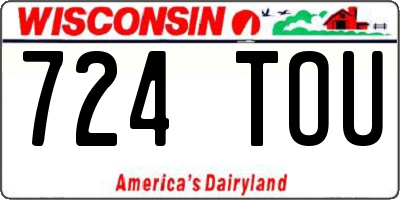 WI license plate 724TOU
