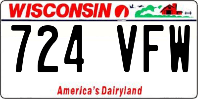 WI license plate 724VFW
