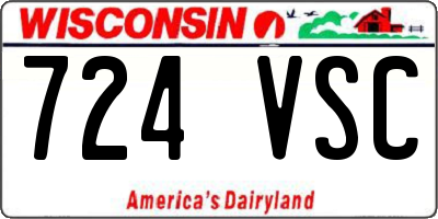 WI license plate 724VSC