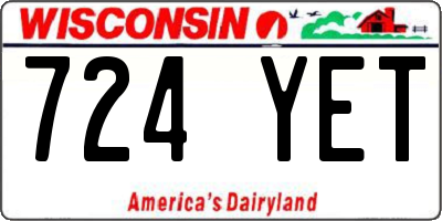 WI license plate 724YET