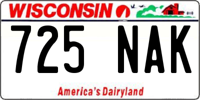 WI license plate 725NAK