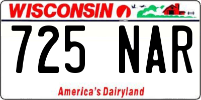 WI license plate 725NAR