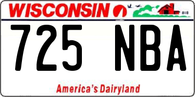 WI license plate 725NBA