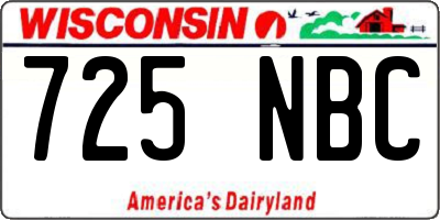 WI license plate 725NBC