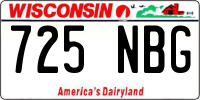 WI license plate 725NBG